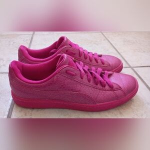 Puma Basket Future Minimal Mono Pink Snakeskin Low Top Trainers - Gently Used